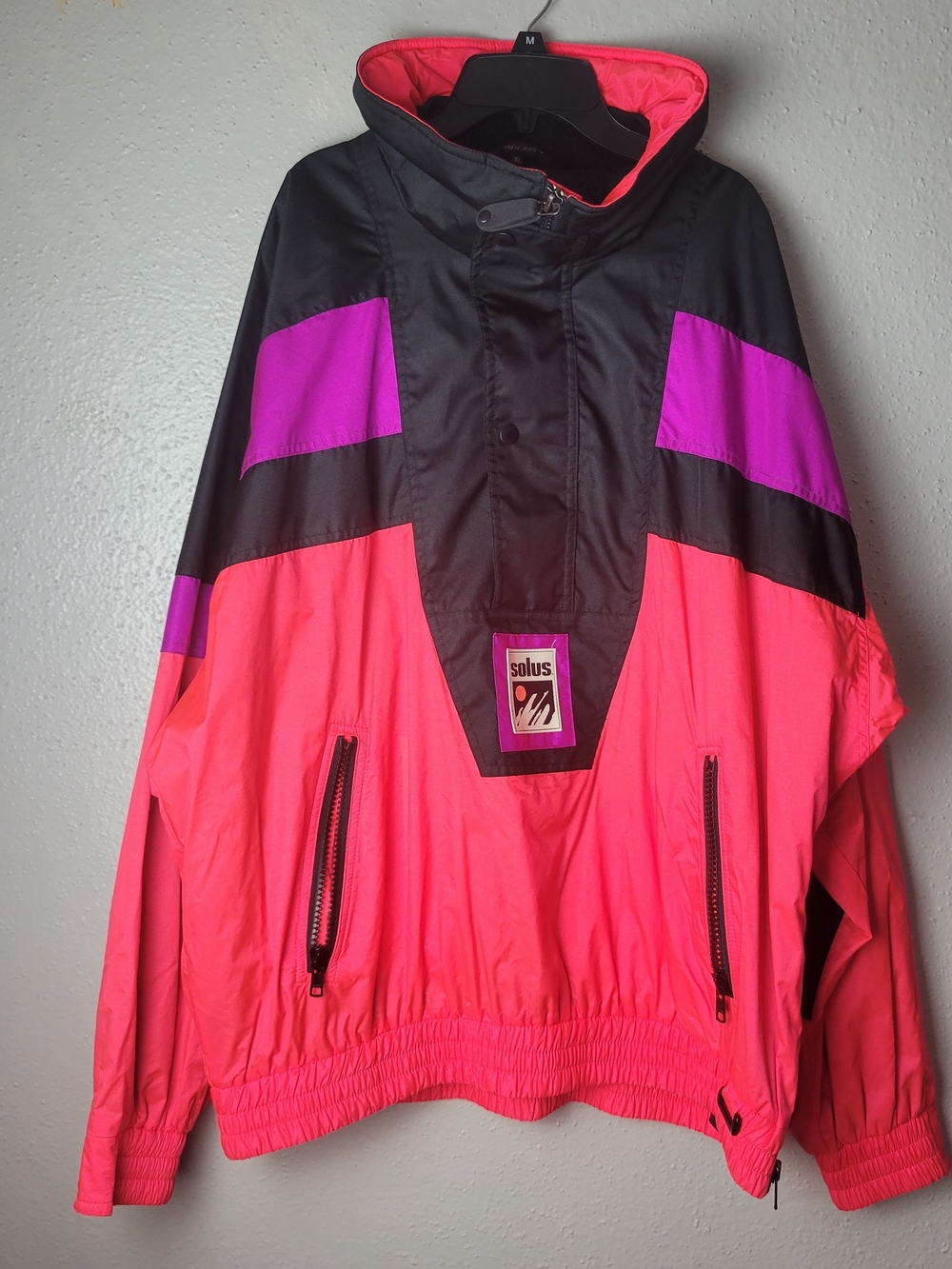 Solus Vintage Women's Neon Pink and Purple Windbreaker Jacket XL